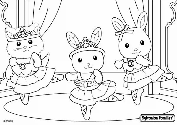 Sylvanian Families Ballerinas Colouring Sheet